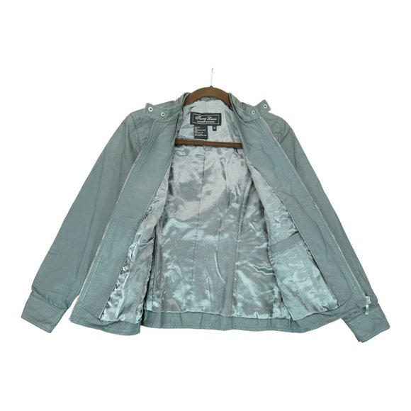 Womens Terry Lewis CLASSIC Luxuries Genuine Leather Gray Size XS Jacket Full Zip - Picture 2 of 5